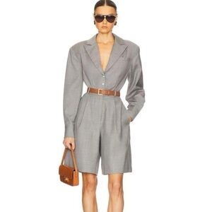 Helsa The Short Meeting Wool Jumpsuit Romper in Heather Gray
